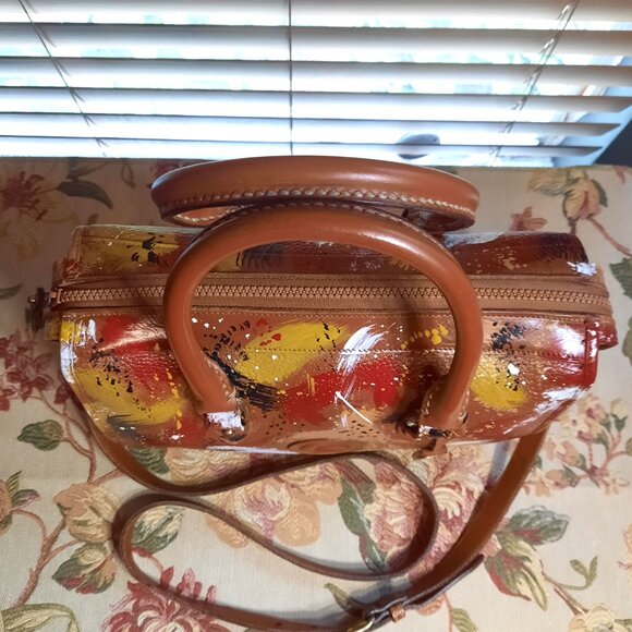 Vintage Dooney & Bourke Dipinta Inspired Hand Painted Satchel Shoulder Bag - Picture 6 of 15
